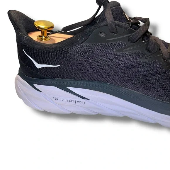Hoka One One Clifton 8 Running Shoes Women's Size 7.5 B Black White - Picture 4 of 12
